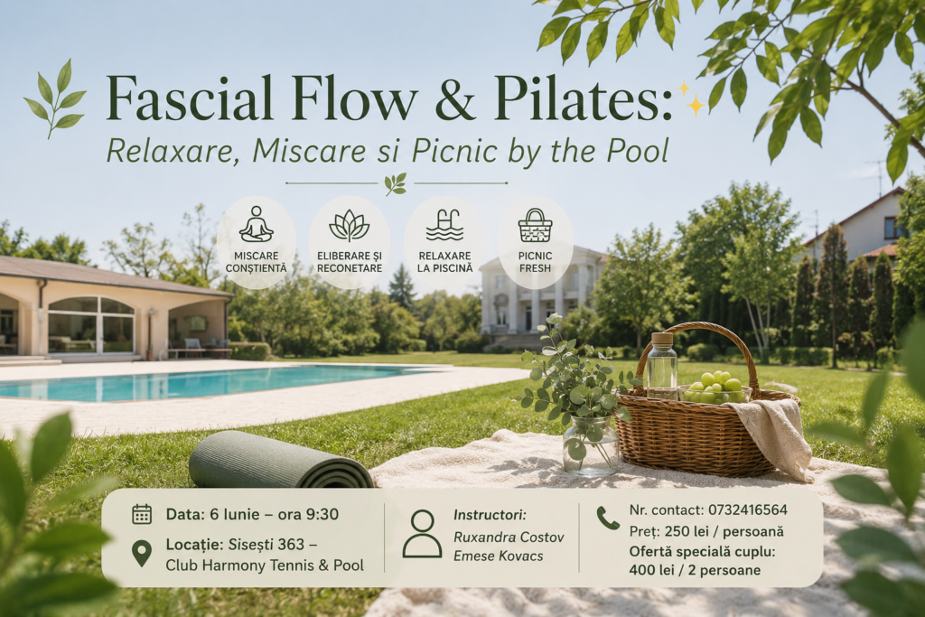 Fascial Flow & Pilates: relaxare, mișcare și picnic by the Pool