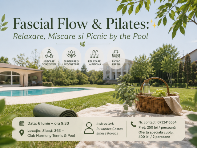 Fascial Flow & Pilates: relaxare, mișcare și picnic by the Pool